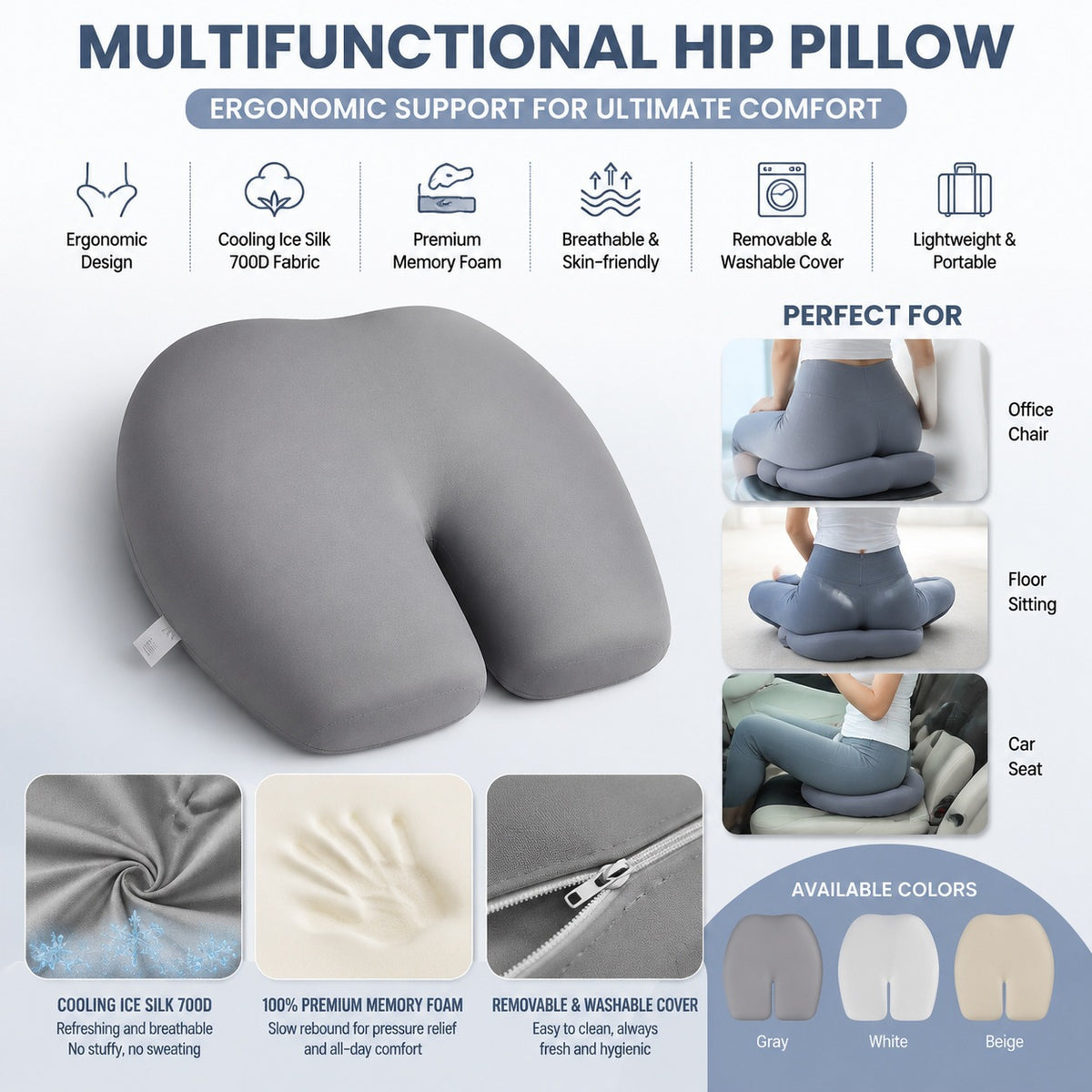 Memory Foam Cervical Pillow, Ergonomic, Multi-Purpose Support Pillow