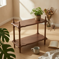 Wooden Shelf with Two Tiers Sturdy Vintage Wood Shelf Multifunctional