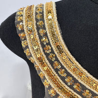 Gold Sequin Embroidery Collar Trim for Dresses and Cheongsam