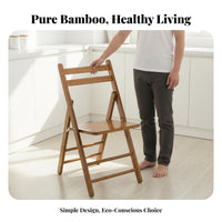 Space-Saving Bamboo Backrest Chair Simple Design Foldable Dining Chair Long-Lasting Collapsible Wooden Seat Sturdy for Homeowners, Students, Seniors, Living Room, Balcony, Kitchen, Office