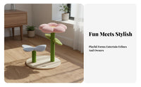 Floral and Toadstool Feline Tree Multitier Design Toadstool Feline Playhouse Snug Private Nook Condo Pet Furniture for Felines, Kittens, Indoors