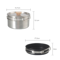 3 Pieces Stainless Steel Mess Kit Easy to Clean Backpacking Cookware Kit Folding Handles Outdoor Gear for Campers, Backpackers