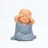 Zen Baby Monk Figurine Cute Little Monk Statue Miniature Ornament Decorative for Desk, Home, Office, Tea Tray