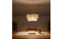Japanese Design Cream Petal Hanging Light Soft Diffused Radiance Textile Shade Chandelier Adjustable Height Textile Hanging Light for Bedroom, Living Room, Study
