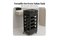 Plastic Cosmetic Trolley with Wheels Includes Dye Bowl Hairstylist Tool Organizer Cart Mobile Hairdressing Station Easy to Clean