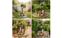 Outdoor Cat Figurine with Lantern Weather-Resistant Garden Statue with Solar Light Long-Lasting Resin Garden Sculpture Adorable for Gardeners