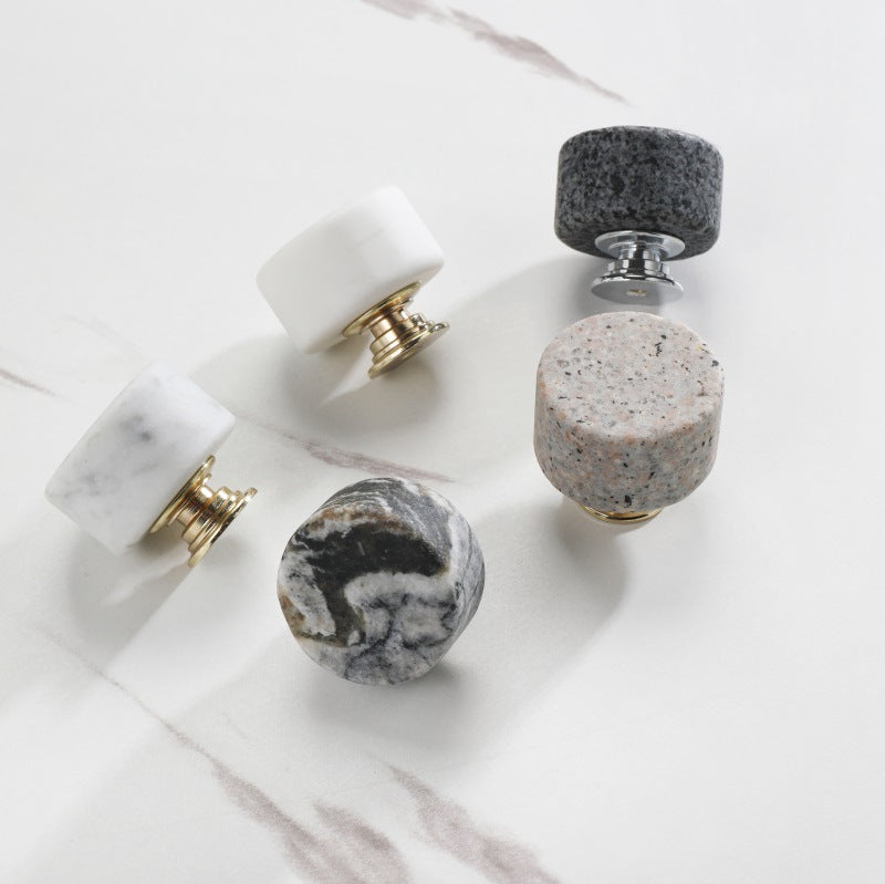 Cylindrical Aluminum Cabinet Door Handle with Marble Finish
