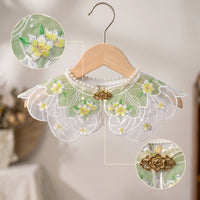 Beaded Detachable Collar Embroidered Collar with Pearls Scalloped Accessory Decorative for Photoshoots
