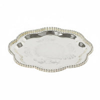 Elegant Design Beaded Tray Mirror-Like Surface Silver Serving Tray Reusable Decorative Fruit Platter Long-Lasting