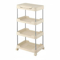 Mobile Design three-tier Rolling Organizer Built-in Tablet Holder Storage Trolley Multi-Functional Utility trolley Easy to Move for Students, Office Workers, residents, Living Room, Kitchen, Bedroom, Bathroom