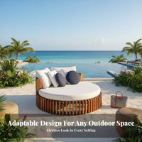 Luxury design avian enclosure overhead cover Lounger Weather-Resistant Double Daybed with overhead cover Includes cushy Cushions Lounge Bed Privacy Curtains for Hotel Owners, vacation destination Managers, Villa, pool area, Garden, posterioryard