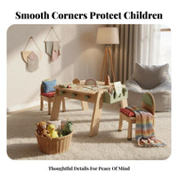 Kids Table and 2 Chairs Set Multi-Functional Kids Wooden Table and Chair Set Rounded Edges Young Child Study Desk with 2 Chairs for Kindergarten