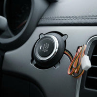 12V Motor Ignition Stop Button Black Face Flush Mount Ignition on-off Button Silver Trim Bezel Car Control Indicator Window