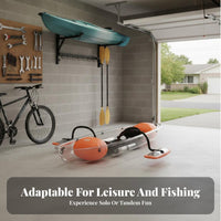 Sit-on-Top Fishing Kayak Unibody Construction Single-Person Kayak Sturdy Paddling Boat for Anglers, Aquatic Activities Aficionados, Lakes, Waterways