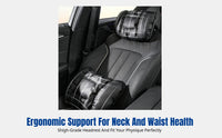 Round Car Headrest Pillow, Anti-Stain Leather, Ergonomic Lumbar Support, Pad Set, Universal Fit