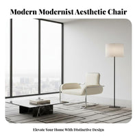 Modernist Inspired Serpentine Form Seat Modern Design Accent Armchair Minimalist Aesthetic Lounge Chair Statement Piece for Interior Designers, Apartment Dwellers, Living Room, Reception Area, Bedroom, study corner