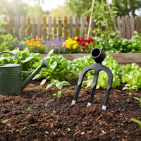 Long Handle Cultivator Hoe Heavy Duty 4-Tine Grub Hoe Versatile Steel Soil Loosening Rake for Gardeners, Farmers, Garden, Farm, Yard