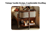 Multi-Functional dual-level Rattan Cart Multifunctional Storage Trolley With casters Side Table Space-Saving Design for Homeowners, Office Workers, Bedroom, Living Room, Small Spaces, Bathroom