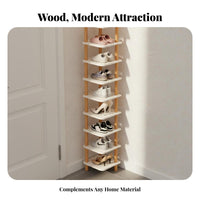 Narrow Design Vertical Corner Shoe Rack Space-Saving Vertical Shoe Vertical Structure Multi-Tier Footwear Stand Large Capacity for Apartment Dwellers, Homeowners, Families, Entryway, Hallway, Bedroom, Closet