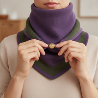 Knitted Striped Color Block Magnetic Buckle Triangle Scarf Shawl for Autumn/Winter