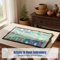 Handmade Embroidered Tapestry, Bohemian Wall Hanging, Indian Vintage Beaded Table Runner, Ethnic Decor