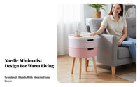 Nordic Design Round two-in-onelevel Nightstand Minimalist & design 2-Tier Round accent Table Space-Saving Storage compact Multi-Functional for Apartment Dwellers, residents, Students, Balcony, Living Room, Bedroom, Small areas