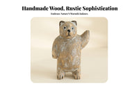 Hand-Carved Bear Statue Handcrafted House Decoration Distressed Finish Animal Sculpture for Home