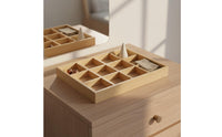 12 Slot Wooden Tray Multi Purpose Wooden Compartment Tray Space Saving 12-Slot Display Box for Desk