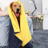 2 Pack Dog Towel and Microfibre Towel, Super Absorbent Dog Towel for Bathing, Thickened Yellow and Gray Pet Drying Microfiber for Small Animals
