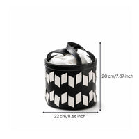 Black and White Loop Handles Cylindrical Storage Basket Open-Top Basket
