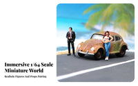 1/64 Scale Figure Hand-Painted People Figure Realistic Details Suit Man and Casual Woman Figures for Adults, Photography Props