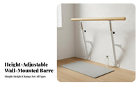 Wall-Mounted Dance Bar Space-Saving Adjustable Height Dance Barre Heavy Duty Home Ballet Practice Bar for Adults, Dancers, Gym