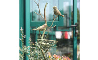 Outdoor Garden Stake with Bird Nest Rustic Iron Flower Insert with Birds Distressed Metal Bird Garden Stake Decorative for Gardeners, Homeowners, Courtyard, Planters