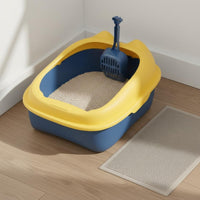 Anti-Splash Guard Semi-Enclosed Cat Litter Box Scoop Included Semi-Enclosed Cat Toilet Spacious Interior High-Sided Litter Pan Easy to Clean for Large Cats, Indoor