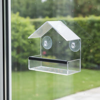 Acrylic Birds Feeder Easy to Clear Avian Window Feeder No Assembly Needed for Kids, Cat Owners, Balcony, Patio