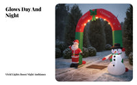 Santa Snowman Arch Red and Green Christmas Arch Inflatable Snowflake Pattern Bow Top