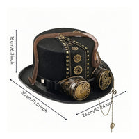 Steampunk Hat with Goggles Costume Top Hat with Goggles Masquerade Headwear for Cosplayers