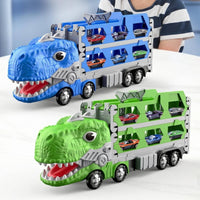 Double-Form Dinosaur Carrier Truck Convertible Dino Race Track Truck Alloy