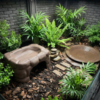 Large Ceramic Turtle Basking Ledge, Multi-Functional Turtle Decor for Hiding and Climbing, Heat-Resistant Porous Stone Cave for Reptiles