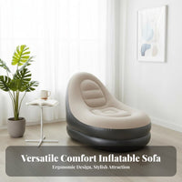 2 Pieces Comfortable Blow-up Lazy Sofa Quick Inflation Portable Inflatable Couch Easy to Clean Flocked Inflatable Armchair Long-Lasting for Office Workers, Travelers, Outdoor, Camping, Bedroom, College Dorms
