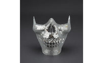 Mirrored Horned Skull Mask Mosaic Half Face Skull Mask Reflective Costume Accessory Gleaming Finish