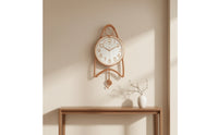 Rose-Gold Wall Clock with Arched Frame Decorative Pendant Wall Clock Analog Modern for Living Room, Entryway
