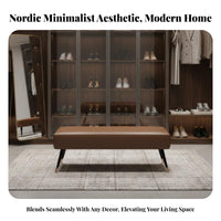 Padded End-of-Bed Bench Modern Design Long Padded Bench Versatile Placement Long-Lasting Construction for Guests, Entryway