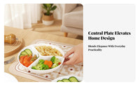Porcelain Finish 3-Compartment Plate Glossy Surface Round Divided Plate Low Dividers