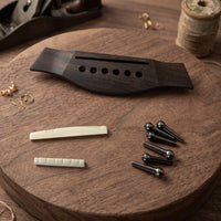 Wooden Acoustic Guitar Bridge Set Replacement Guitar Bridge with Saddle Pre-Slotted Hardware Stable for Luthier, Guitarists, Instrument Maintenance