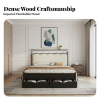 Curved Headboard Bed Vintage design Bedroom Furniture French Inspired Bedstead for duos, Homeowners, Guest Room, Apartment