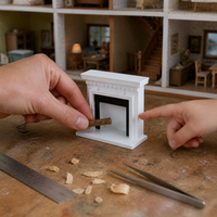 1:12 Dollhouse Miniature Wooden American Fireplace Cabinet Decor