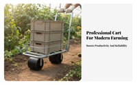 Vegetable Transport Cart Push-Pull Design Greenhouse Picking Trolley Foldable 4-Wheel Folding Cart for Farmers, Homeowners, Orchard, Garden, Warehouse