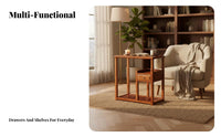 Mortise and Tenon Joinery Tea Ceremony Stand New Chinese Design Multi-Compartment Table Long-Lasting Construction Storage Cabinet Slatted Lower Shelf for Homeowners, Apartment Dwellers, Decorators, Living Room, Reception Area, Small Areas, Bedroom