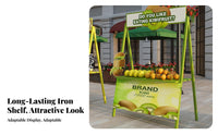 Portable Mobile Vendor Booth Heavy Duty Wrought Iron Stall Shelf Weather Resistant Promotional Sales Rack Wide Countertop for Street Vendors, Small Business Owners, Event Promoters, Night Markets, Trade Exhibit S, Festivals, Shopping Malls